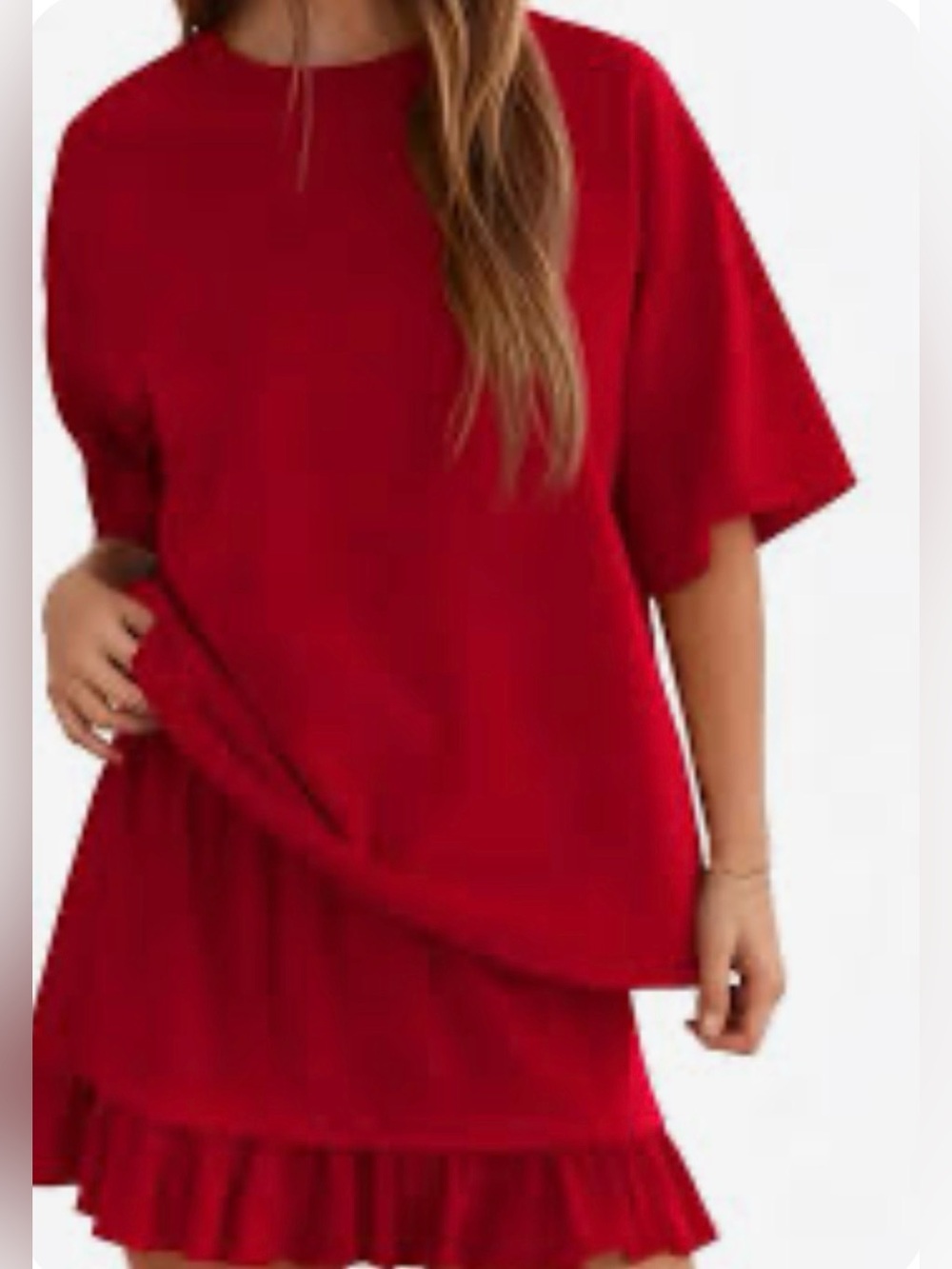 Red Girls' Short Sleeve Tee Dress - Kids Shirt & Top